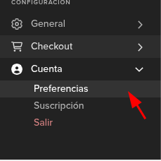 Accediendo a las preferencias de la cuenta en Jumpseller